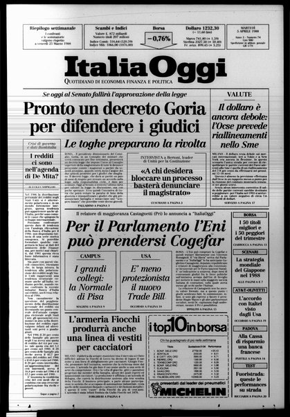 Italia oggi : quotidiano di economia finanza e politica